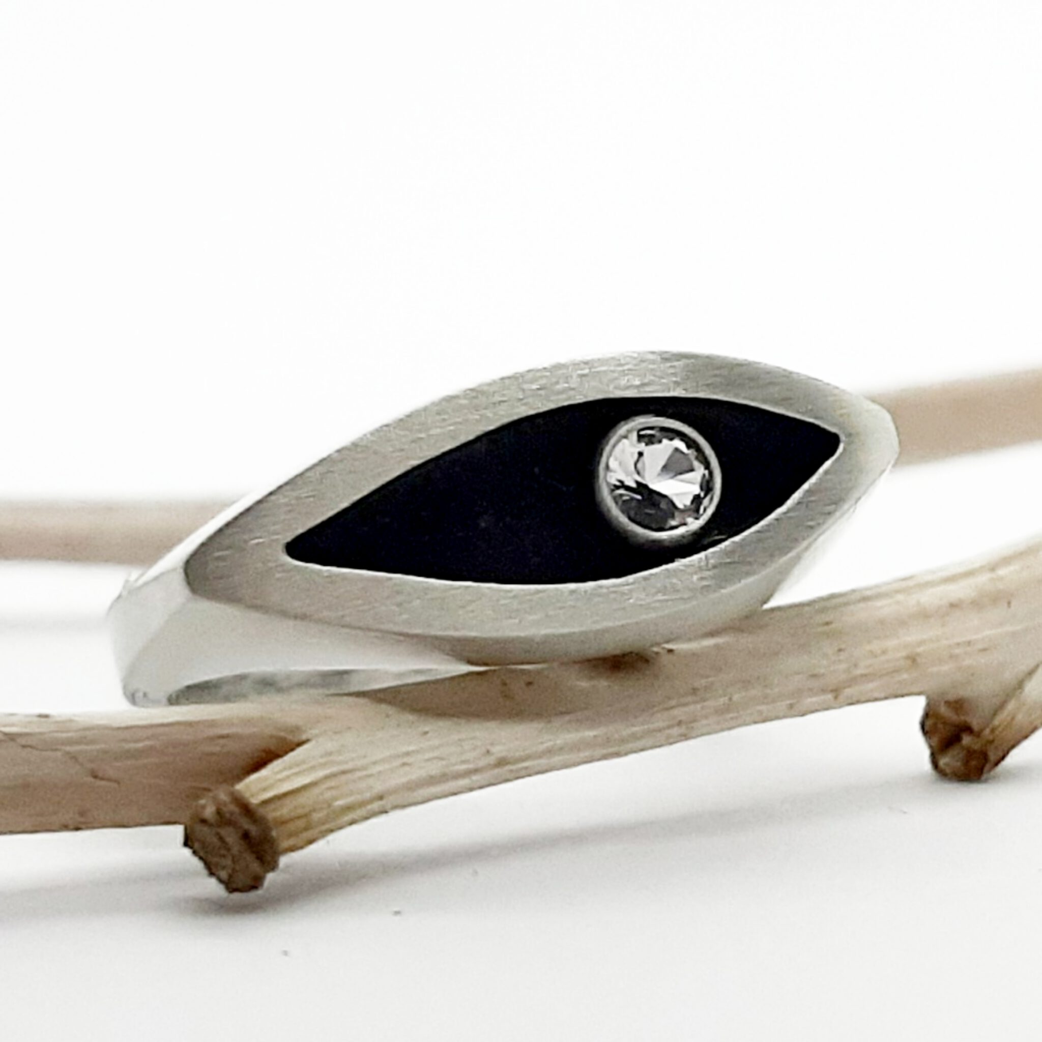 Nordform Bandring (Auge) 7mm Silber Bergkristall