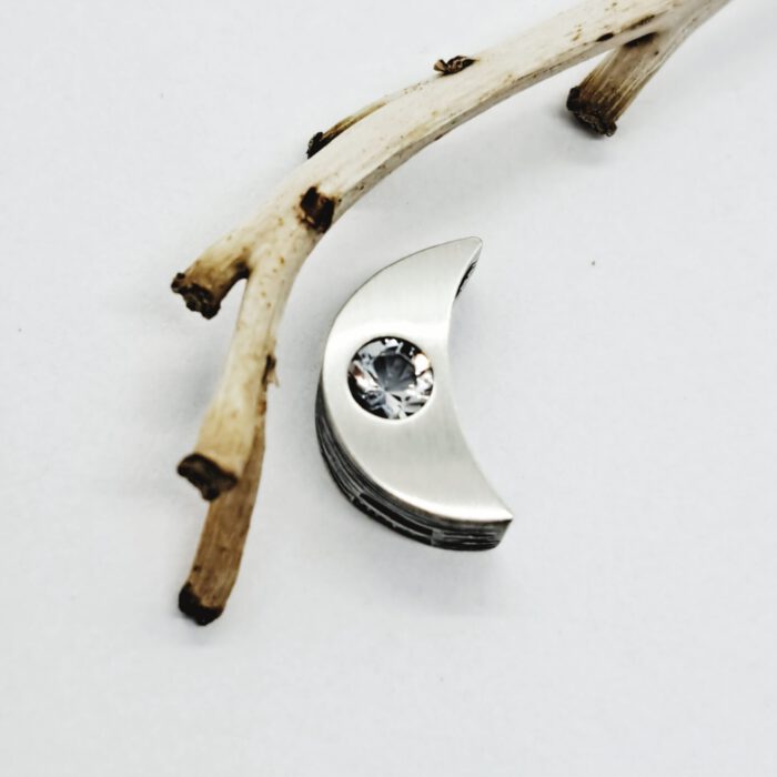 Nordform Kleiner Halbmond-Anhänger Silber mit Bergkristall (8x14mm)