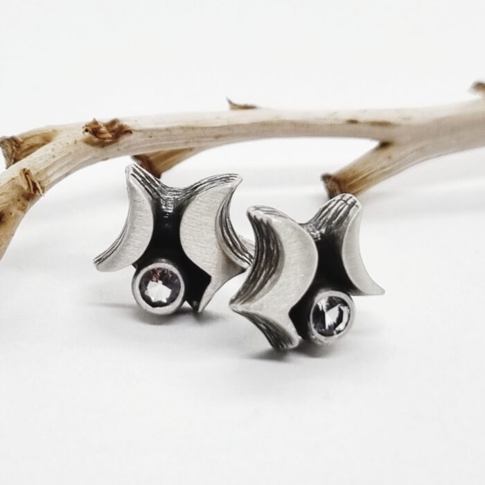 Nordform Sternförmige Ohrstecker Bergkristall Silber