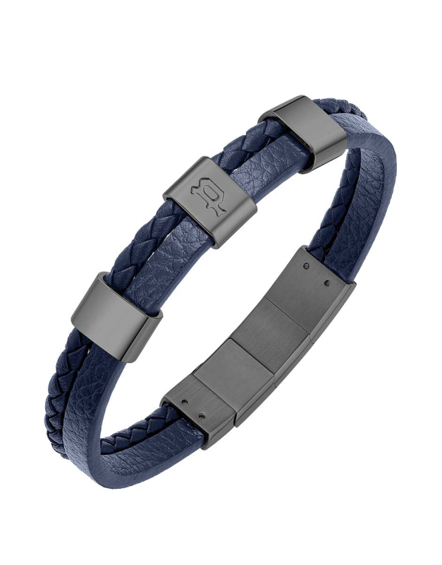 Police Unity Armband für Männer Dunkelblau/ Silber