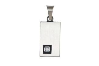 Nordform Rechteckiger Anhänger Silber mit Bergkristall (12x31mm)