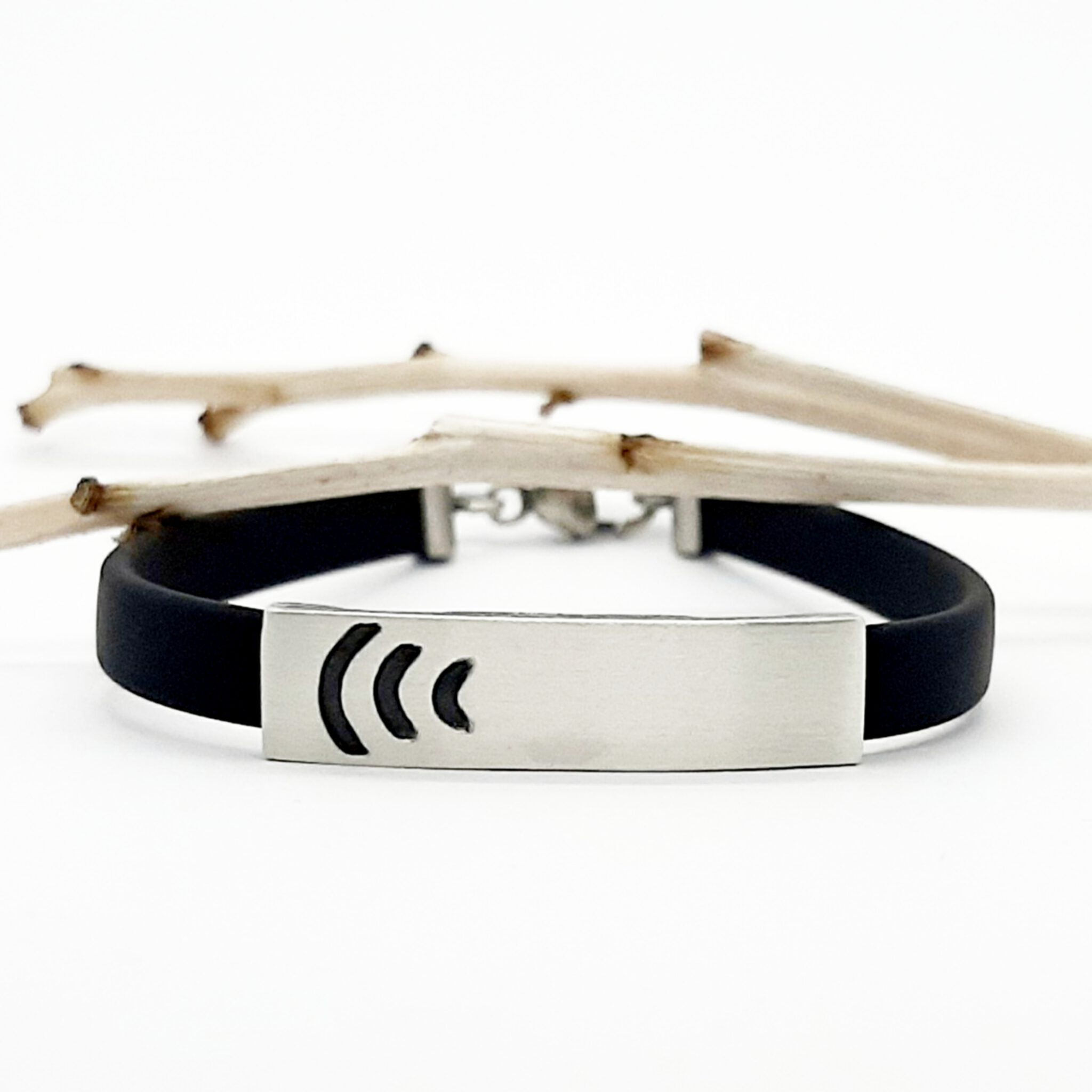 Nordform Armband Kautschuk mit Mittelteil in Silber