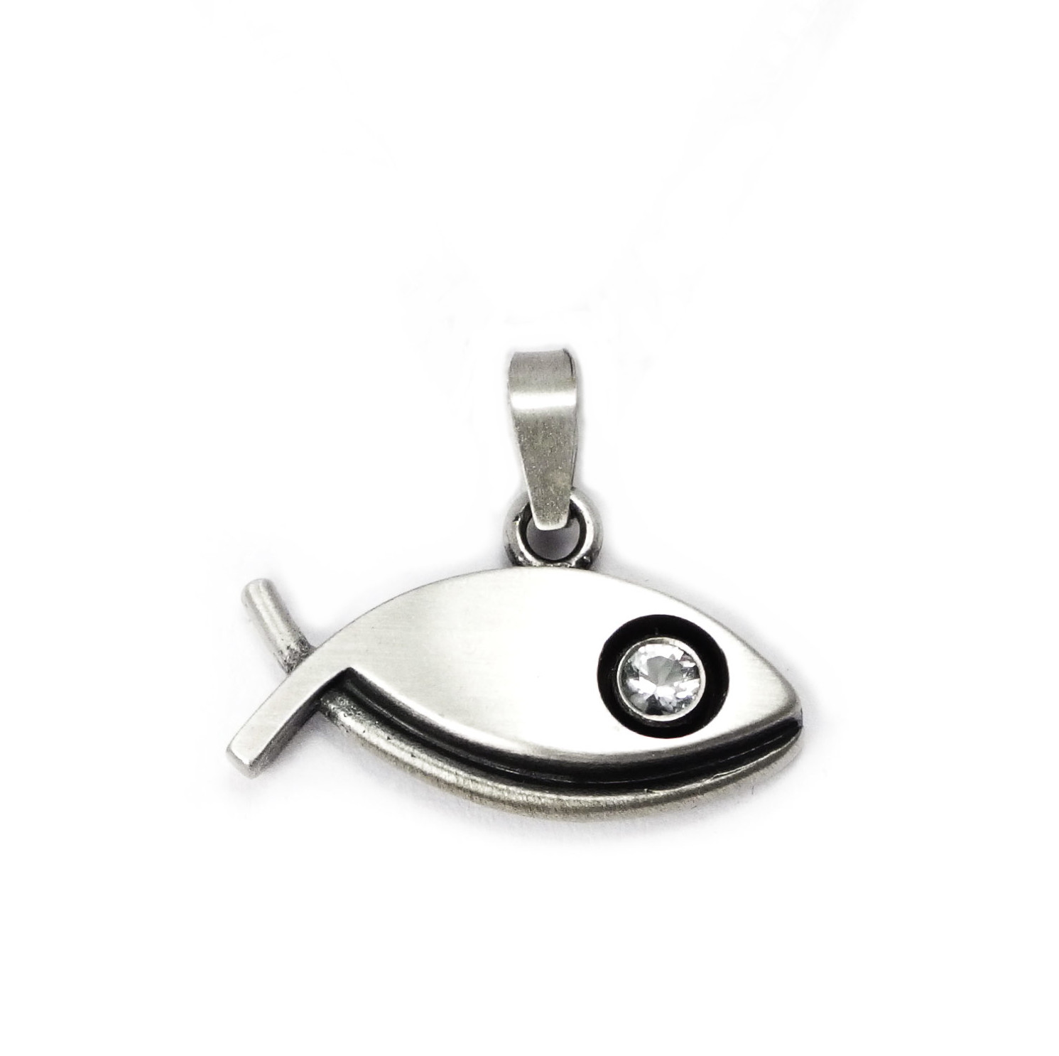 Nordform Fisch-Anhänger in Silber mit Bergkristall Nordform Fisch-Anhänger in Silber mit Bergkristall