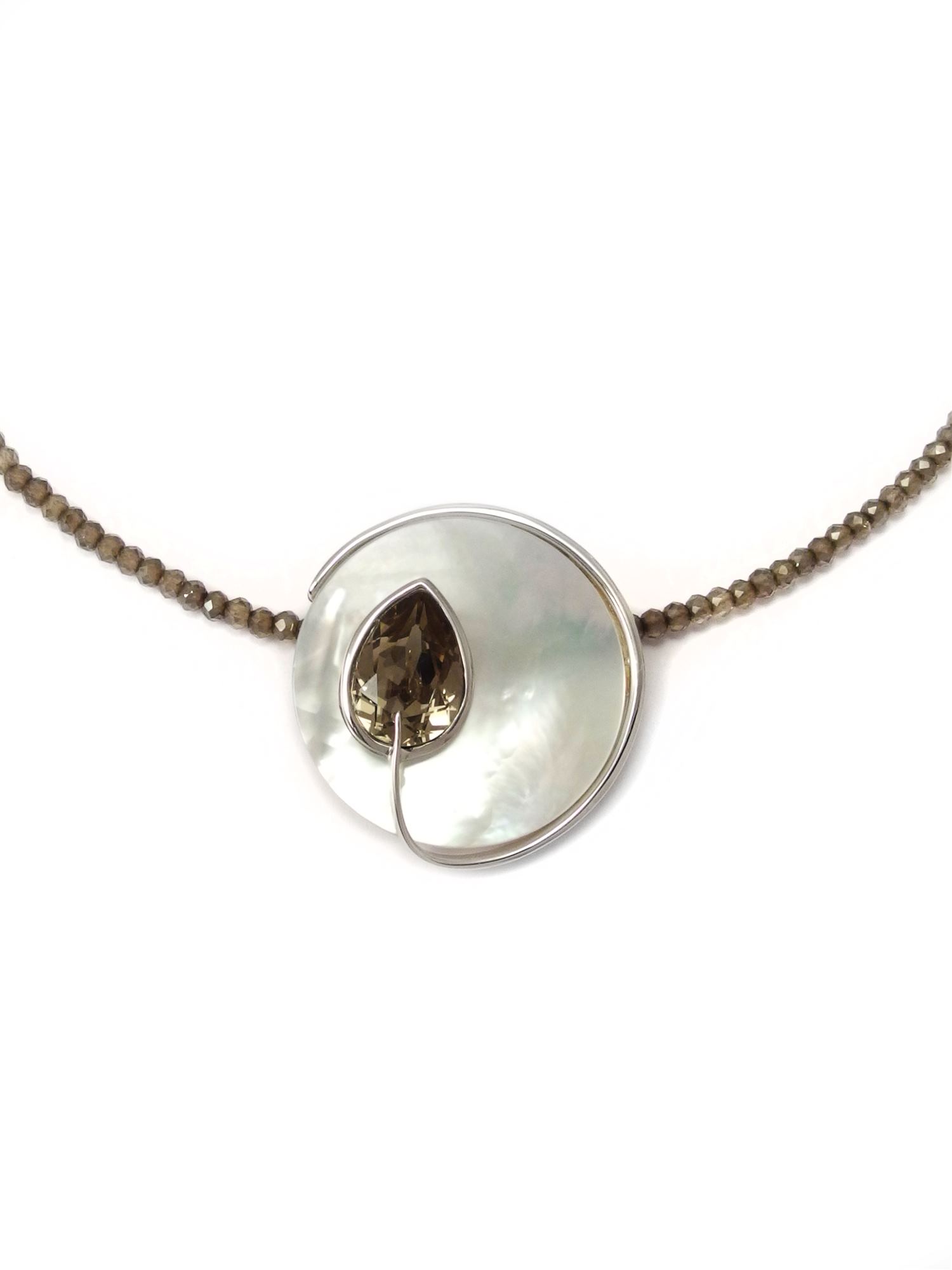 Yvette Ries Collier Perlmut mit Swarovski Steinen 925/  42+3 cm