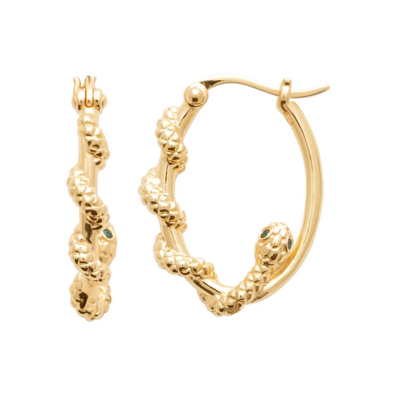 Schlangen Ohrringe mit einer 3 Micron starken 750er Vergoldung Schlangen Ohrringe mit einer 3 Micron starken 750er Vergoldung