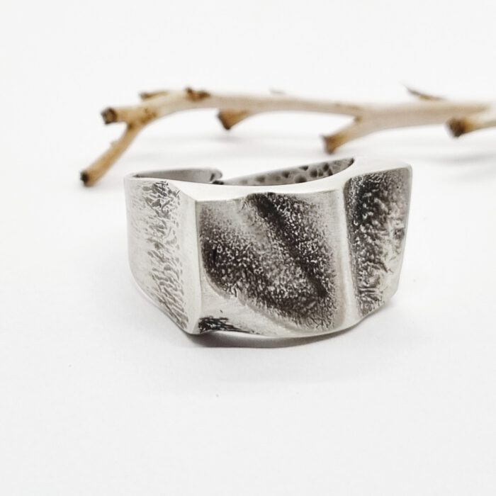 Nordform Ring Organische Form Silber Geschwärzt