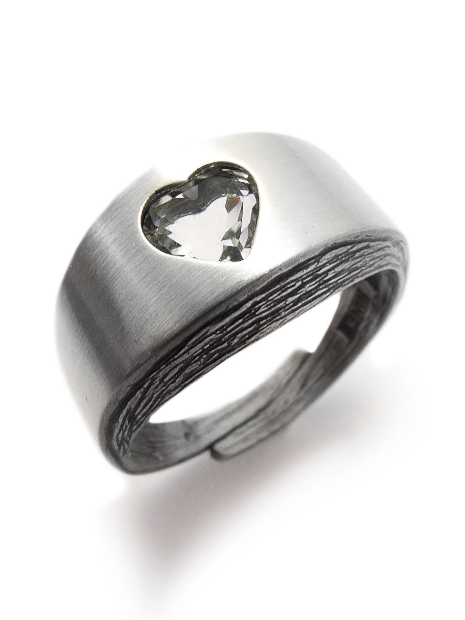 Nordform - Damenring mit Bergkristall in Herzform Silber