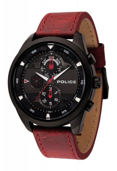 Police Herren Multi Zifferblatt Quarz Uhr mit Leder Armband PL14836JSB.02