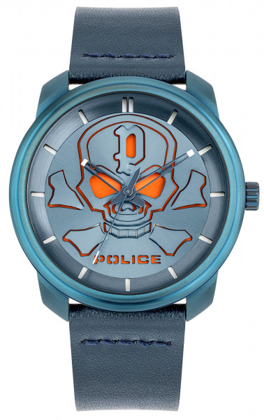 Police Unisex Erwachsene Analog Quarz Uhr mit Leder Armband PL15714JSBL.03