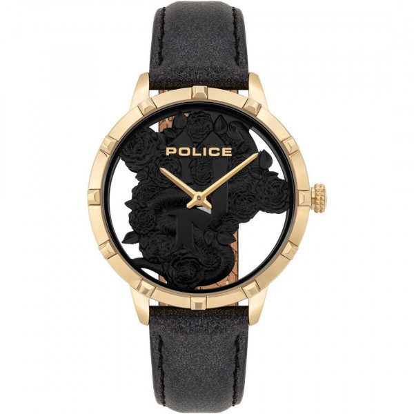 Police Unisex Erwachsene Analog Quarz Uhr mit Leder Armband PL16041MSG.02