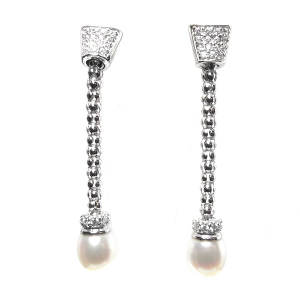 Süßwasser Perlen Ohrhänger 925/ Silber Rhodiniert mit Zirkonia